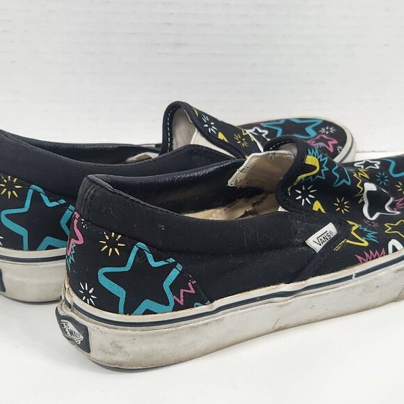 Vans Off The Wall black with colored stars slip on Men’s size 6.5 Women’s size 8 - Picture 4 of 4